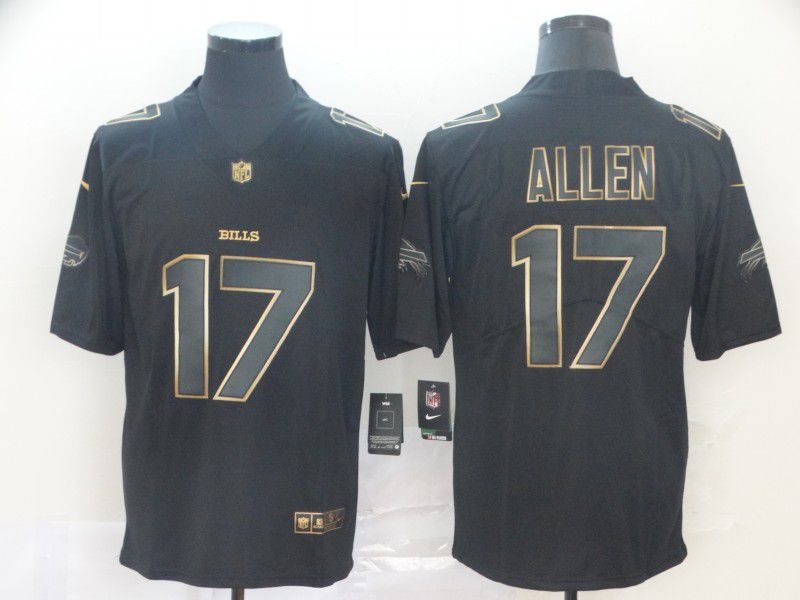 Men Buffalo Bills #17 Allen Nike Vapor Limited Black Golden NFL Jerseys